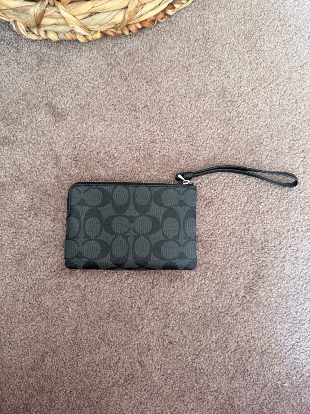 NWOT! Coach Black Signature Logo Wristlet with Strap - Picture 3 of 3